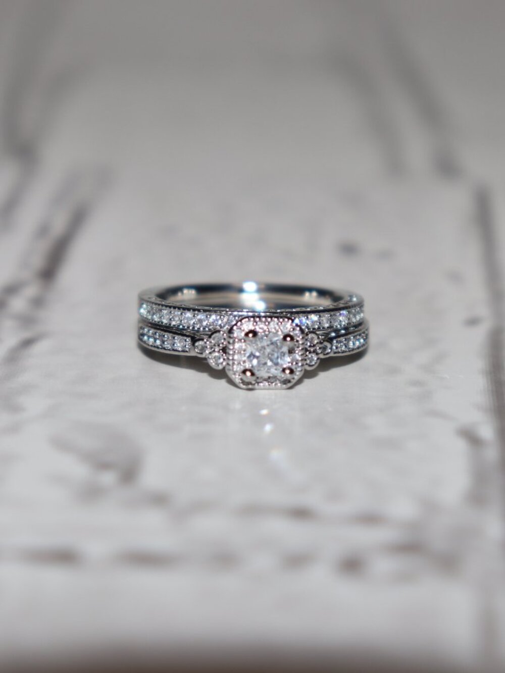š¤āØ Silver Round Solitaire Bridal Set Ā· Size 9.5 Ā· NWOT - Picture 5 of 5